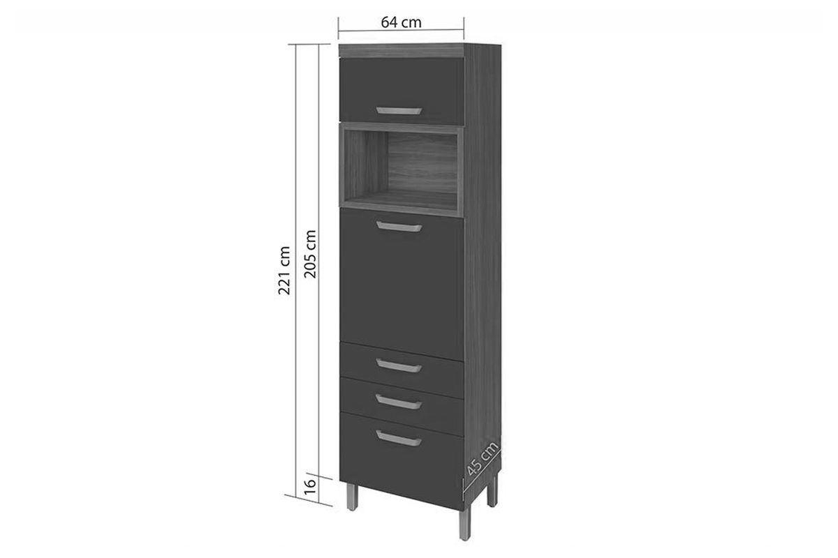 Paneleiro Cozinha Nesher Princesa c/2 Portas 3Gavs 64cm Paneleiro Cozinha Nesher Princesa c/2 Portas 3Gavs 64cm