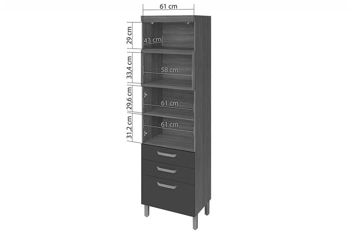 Paneleiro Cozinha Nesher Princesa c/2 Portas 3Gavs 64cm Paneleiro Cozinha Nesher Princesa c/2 Portas 3Gavs 64cm