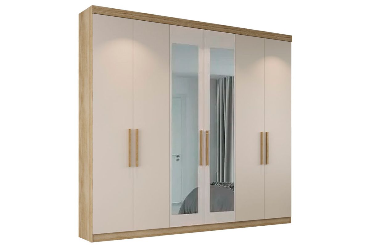 Guarda Roupa Casal 6 Portas (2 c/Espelho) e 2 Gavetas PH1707 Herval Guarda Roupa Casal 6 Portas (2 c/Espelho) e 2 Gavetas PH1707 Herval