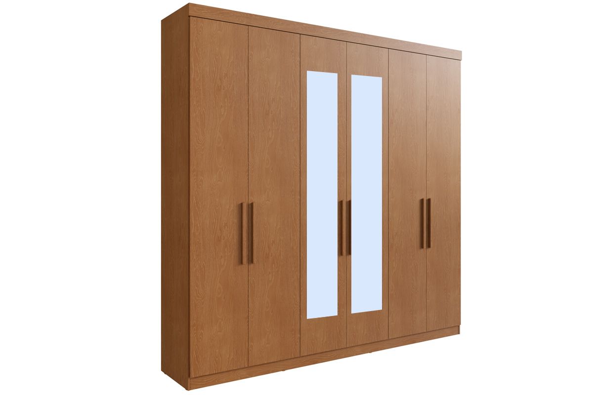 Guarda Roupa Casal 6 Portas (2 c/Espelho) e 2 Gavetas PH1707 HervalCarvalho Vermontt Guarda Roupa Casal 6 Portas (2 c/Espelho) e 2 Gavetas PH1707 HervalCarvalho Vermontt