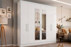 Guarda Roupa Casal 6 Portas (2 c/Espelho) e 2 Gavetas PH1707 Herval