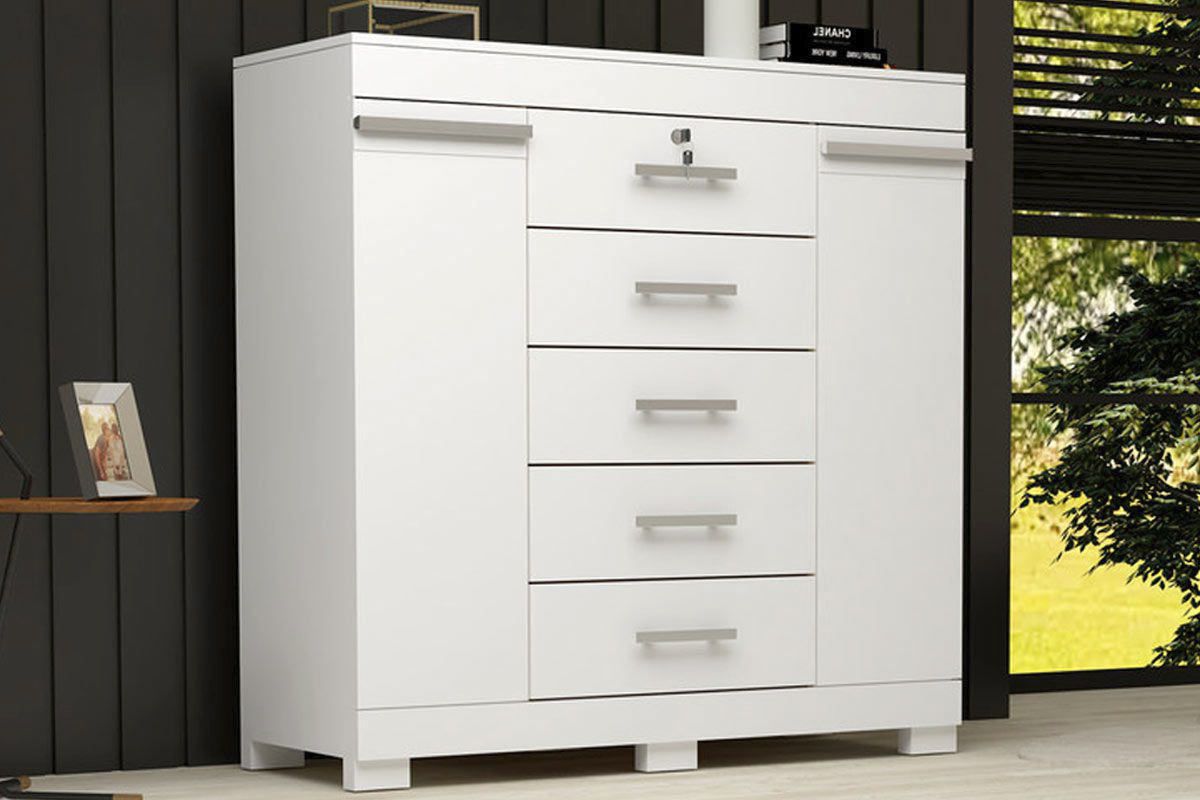 Cômoda 2 Portas e 5 Gavetas Diana ACPBranco