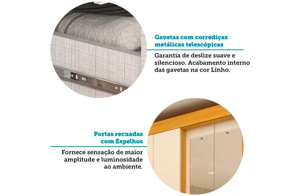 Guarda Roupa Solteiro 4 Portas (2 c/Espelho) e 3 Gavetas Débora ACP Guarda Roupa Solteiro 4 Portas (2 c/Espelho) e 3 Gavetas Débora ACP