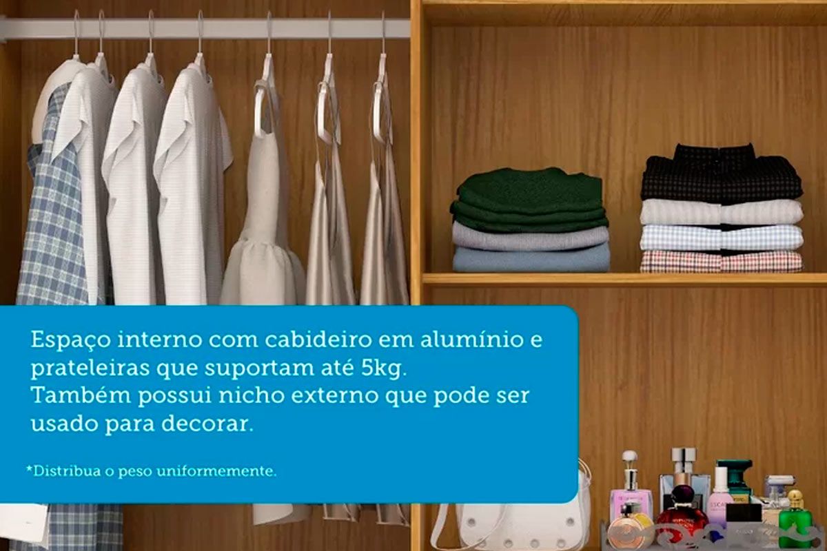 Guarda Roupa Solteiro 4 Portas (2 c/Espelho) e 3 Gavetas Débora ACP Guarda Roupa Solteiro 4 Portas (2 c/Espelho) e 3 Gavetas Débora ACP