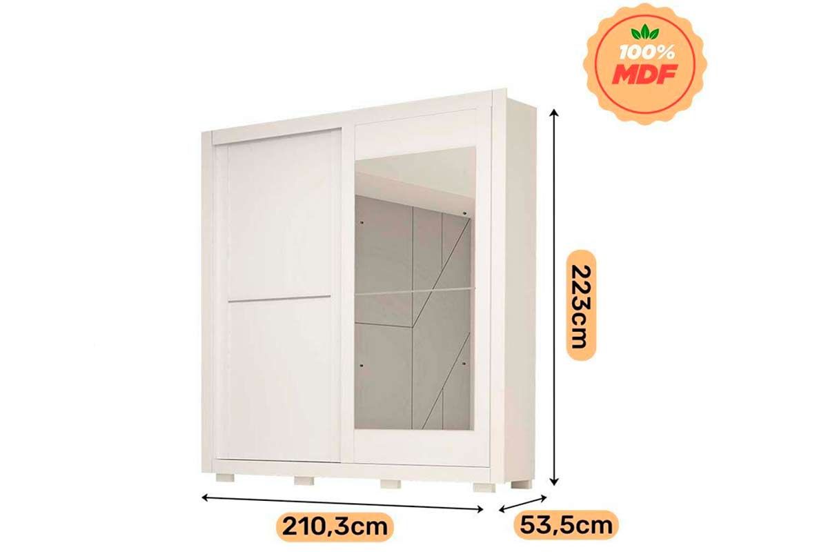 Guarda Roupa Casal 2 Portas de Correr (1 c/Espelho) e 3 Gavetas Nicole ACP Guarda Roupa Casal 2 Portas de Correr (1 c/Espelho) e 3 Gavetas Nicole ACP