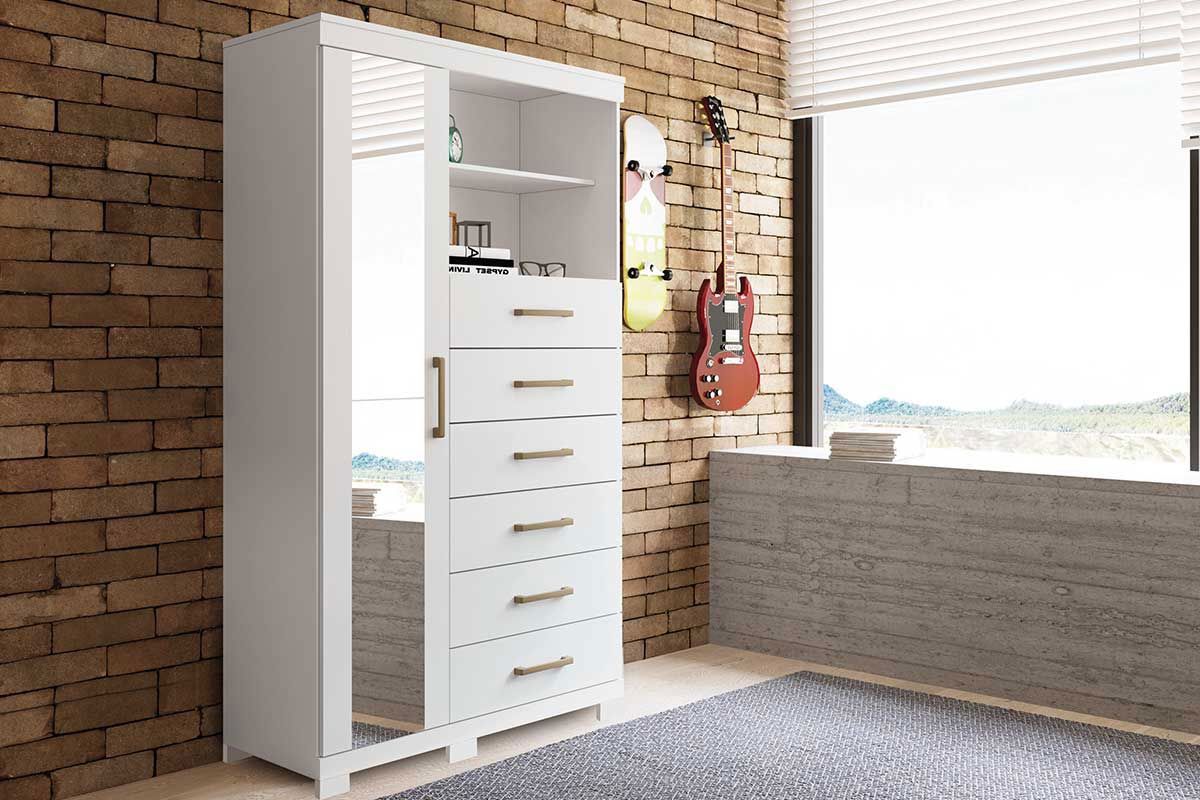 Cômoda Marabá c/1 Porta c/Esp 6Gavs e Pés S. Andirá