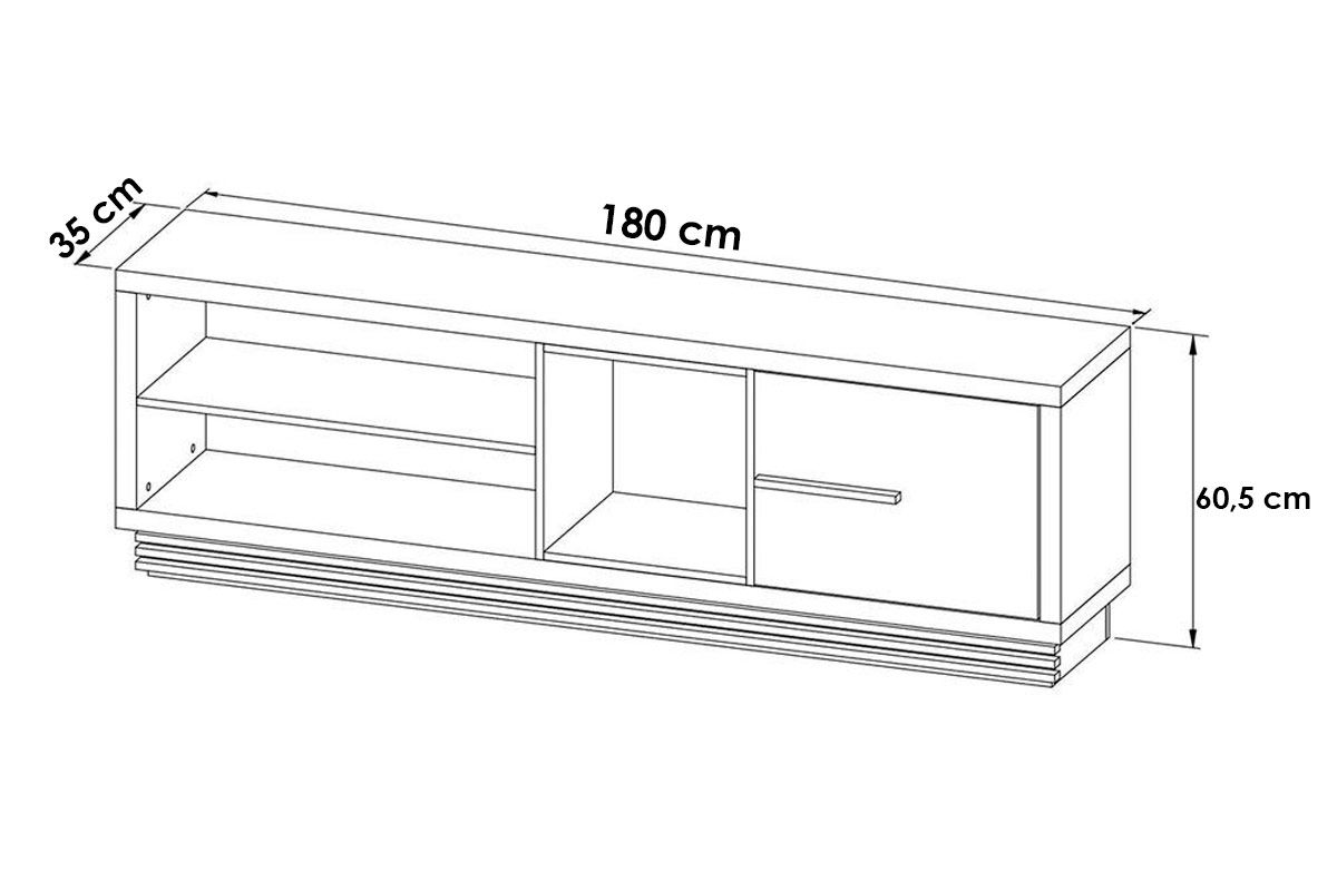 Rack Bancada p/ TV até 65 Pol RA2002 c/1 Porta e 3 Nichos 180cm Tecno Mobili Rack Bancada p/ TV até 65 Pol RA2002 c/1 Porta e 3 Nichos 180cm Tecno Mobili