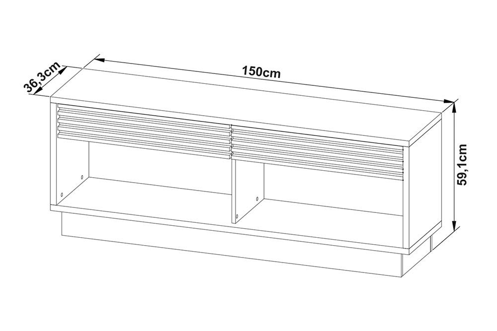 Rack Bancada p/ TV até 42 Pol RA2003 c/2 Gavetas e 2 Nichos 150cm Tecno Mobili