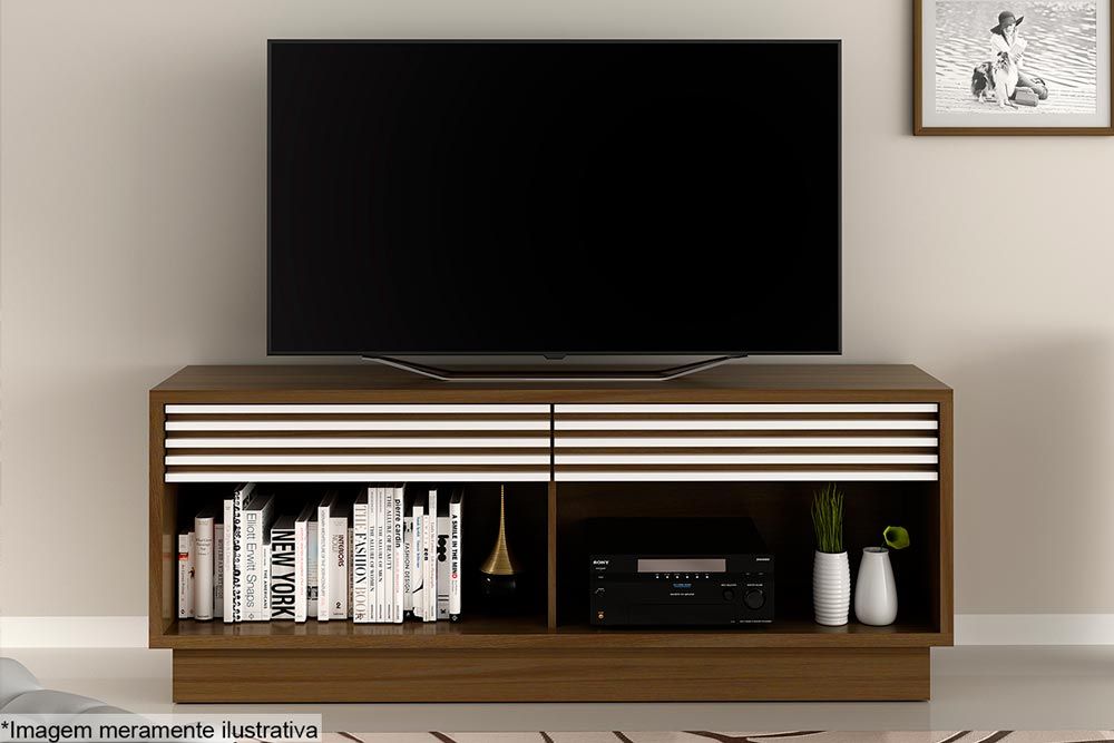 Rack Bancada p/ TV até 42 Pol RA2003 c/2 Gavetas e 2 Nichos 150cm Tecno Mobili