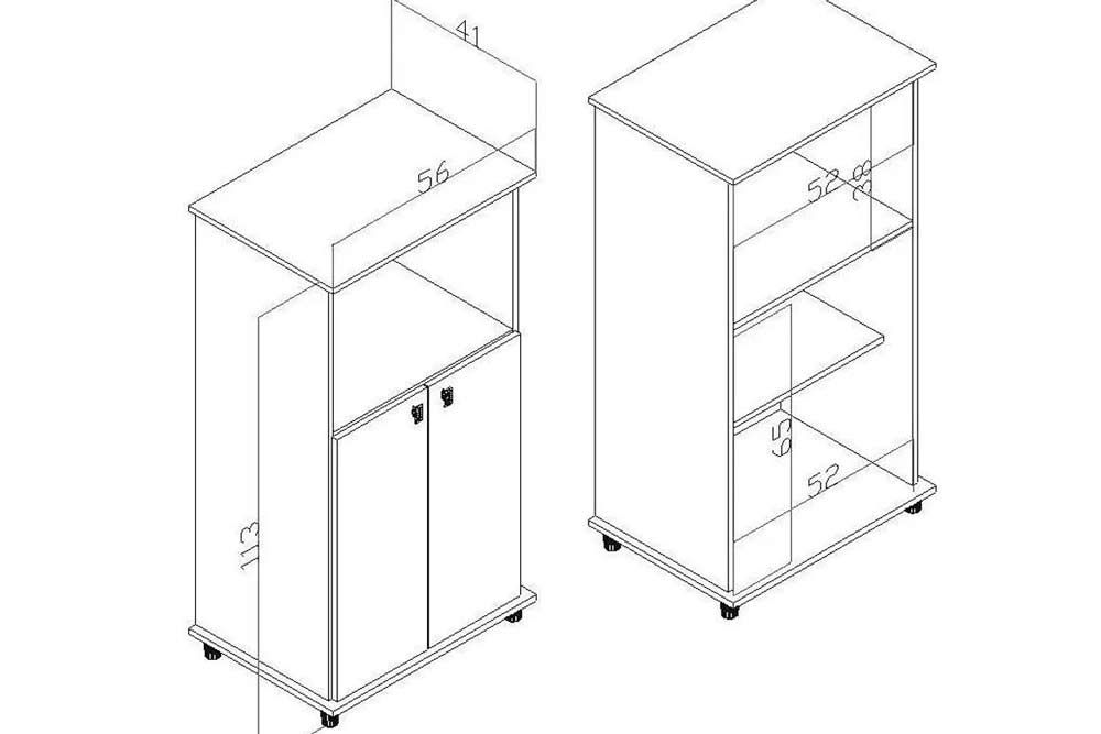 Balcão Multiuso Cozinha Movelbento AM1010 c/2 Portas e Nicho p/ Microondas 56cm