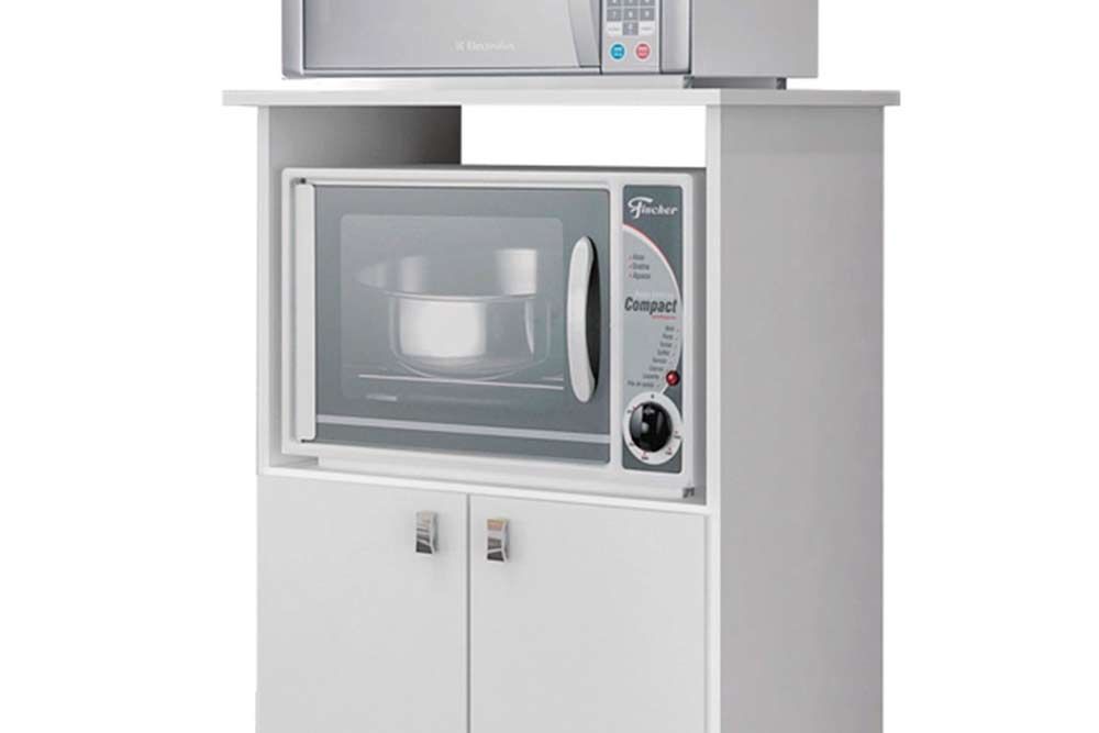 Balcão Multiuso Cozinha Movelbento AM1010 c/2 Portas e Nicho p/ Microondas 56cm