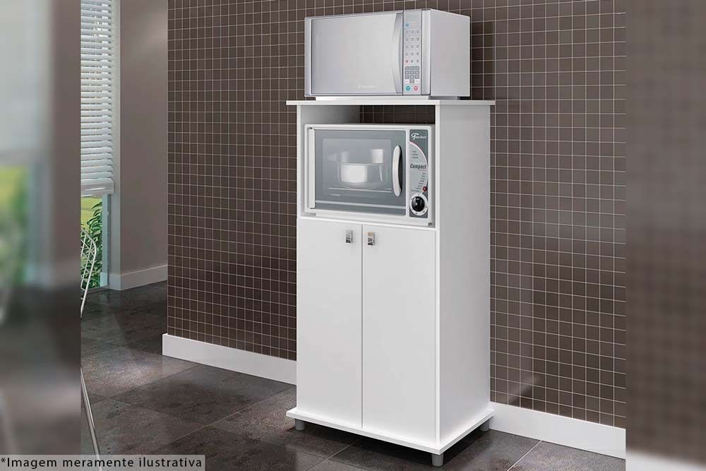 Balcão Multiuso Cozinha Movelbento AM1010 c/2 Portas e Nicho p/ Microondas 56cm