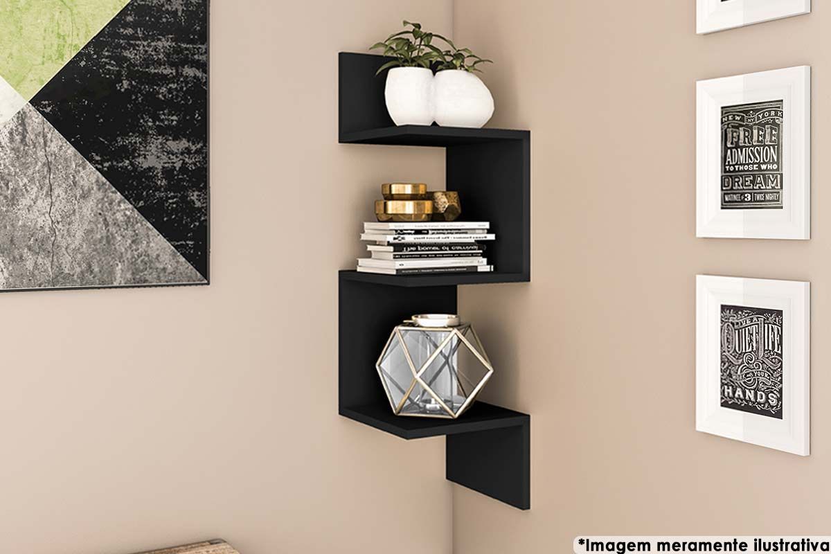 Prateleira Decorativa Nicho Canto AM3079 MovelbentoPreto Prateleira Decorativa Nicho Canto AM3079 MovelbentoPreto