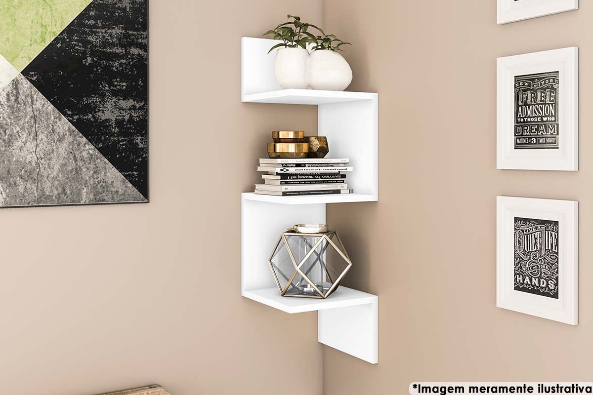Prateleira Decorativa Nicho Canto AM3079 MovelbentoBranco Prateleira Decorativa Nicho Canto AM3079 MovelbentoBranco