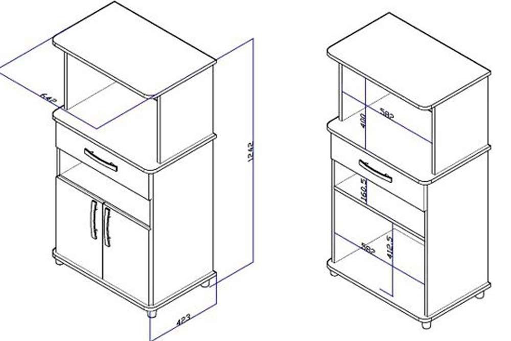 Balcão Multiuso Cozinha Movelbento ASM151 c/2 Portas e 1 Gaveta 66cm
