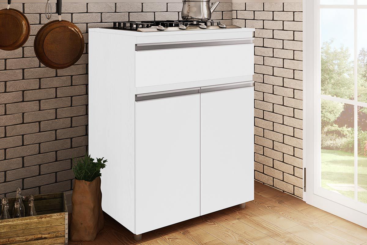 Balcão Cozinha Movelbento ASM 186 p/ Cooktop c/2 Portas e 1 Gaveta 70cmBranco Balcão Cozinha Movelbento ASM 186 p/ Cooktop c/2 Portas e 1 Gaveta 70cmBranco