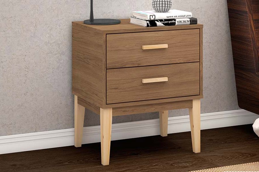 Mesa Cabeceira LE 6007 c/ 2 Gavetas - MovelbentoFreijo