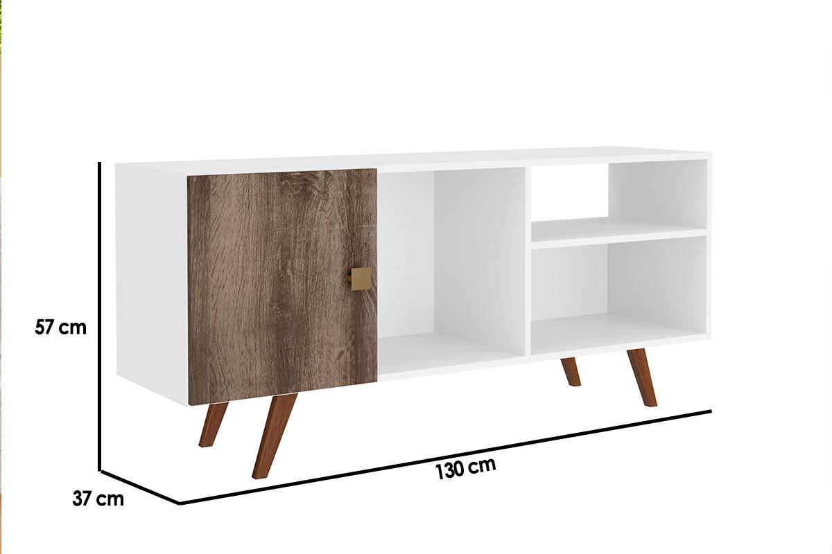 Rack Bancada p/ TV até 47 Pol RT3014 c/1 Porta e 3 Nichos 130cm Movelbento