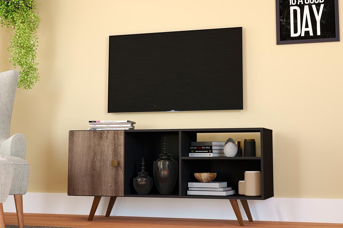 Rack Bancada p/ TV até 47 Pol RT3014 c/1 Porta e 3 Nichos 130cm Movelbento