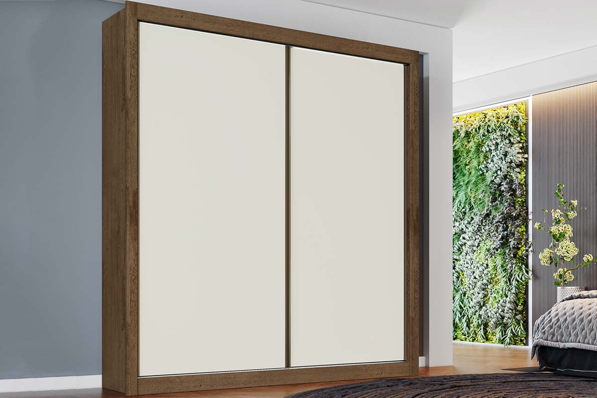 Guarda Roupa Solteiro 2 Portas e 4 Gavetas Zurique EuropaFlex Brauna/Brauna ou Off White
