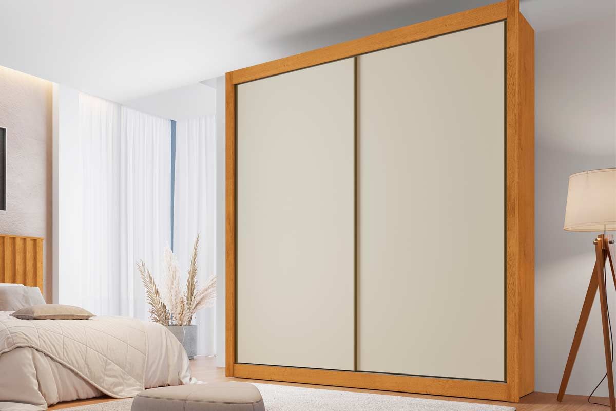 Guarda Roupa Solteiro 2 Portas e 4 Gavetas Zurique EuropaFlex Amêndoa/Amêndoa ou Off White