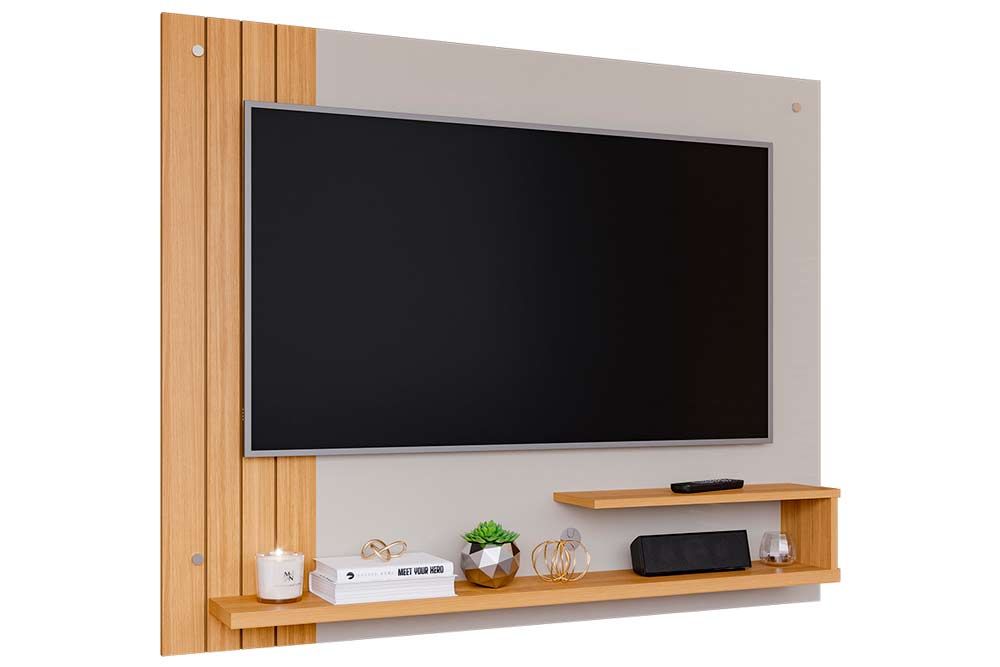 Painel Home p/ TV até 50 Pol Dunas Ripado c/Prateleiras 135x108cm Permóbili Painel Home p/ TV até 50 Pol Dunas Ripado c/Prateleiras 135x108cm Permóbili