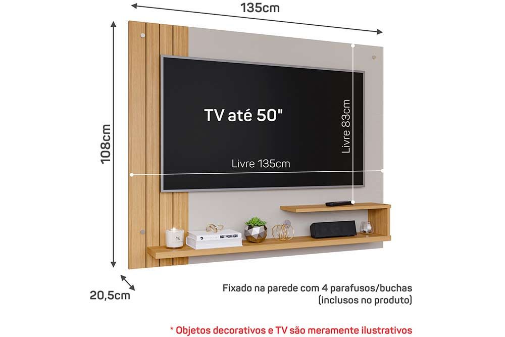 Painel Home p/ TV até 50 Pol Dunas Ripado c/Prateleiras 135x108cm Permóbili Painel Home p/ TV até 50 Pol Dunas Ripado c/Prateleiras 135x108cm Permóbili