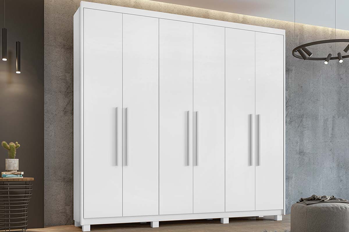 Guarda Roupa Casal 6 Portas e 5 Gavetas c/Pés Áries Lopas