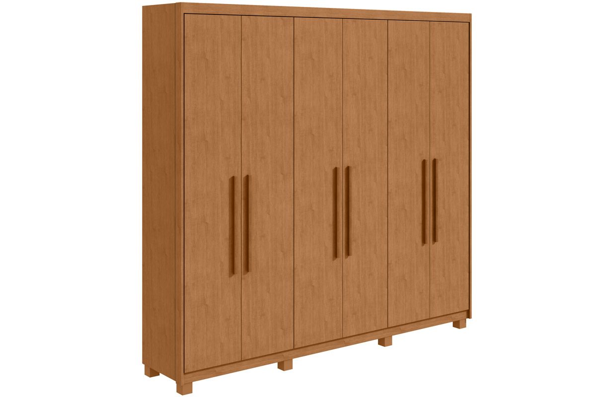 Guarda Roupa Casal 6 Portas e 5 Gavetas c/Pés Áries LopasAmendoa Clean
