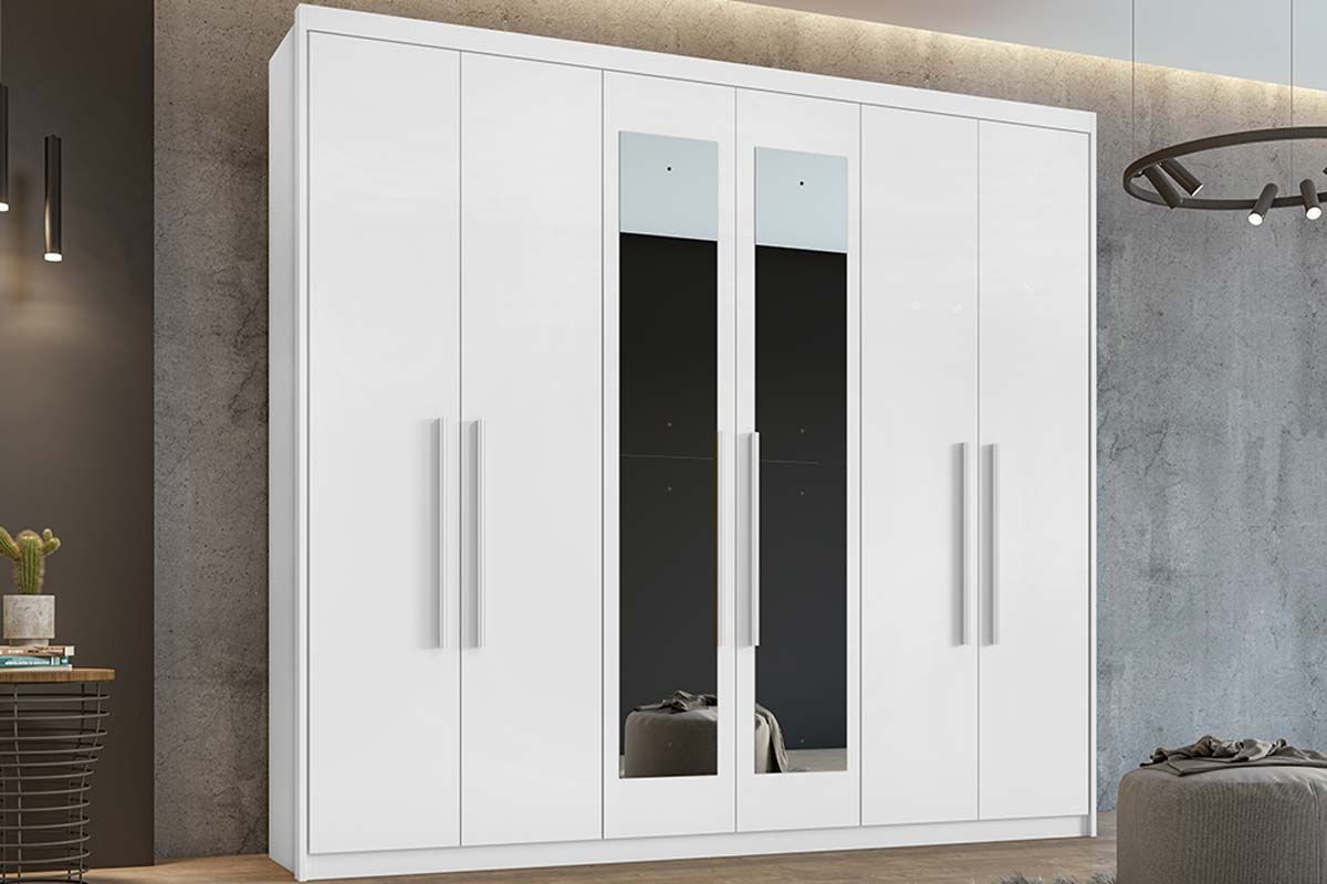 Guarda Roupa Casal 6 Portas (2 c/Espelho) e 5 Gavetas Áries Lopas Guarda Roupa Casal 6 Portas (2 c/Espelho) e 5 Gavetas Áries Lopas