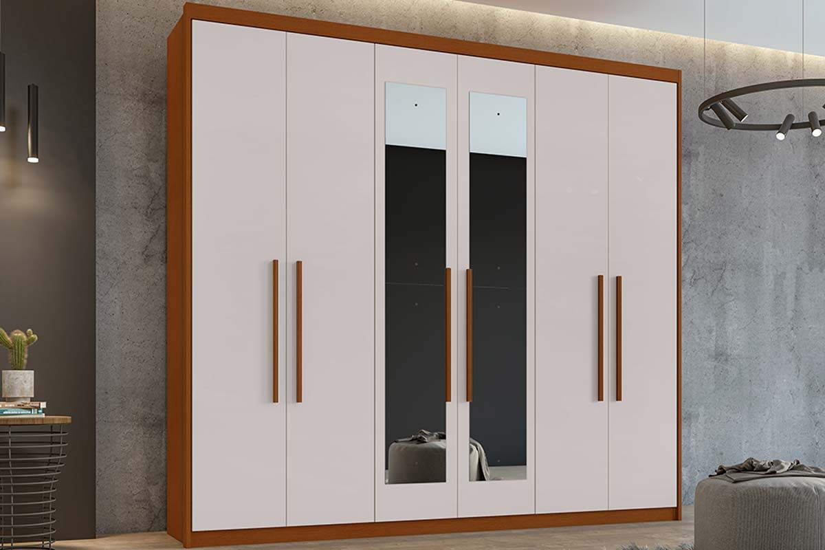 Guarda Roupa Casal 6 Portas (2 c/Espelho) e 5 Gavetas Áries Lopas Guarda Roupa Casal 6 Portas (2 c/Espelho) e 5 Gavetas Áries Lopas