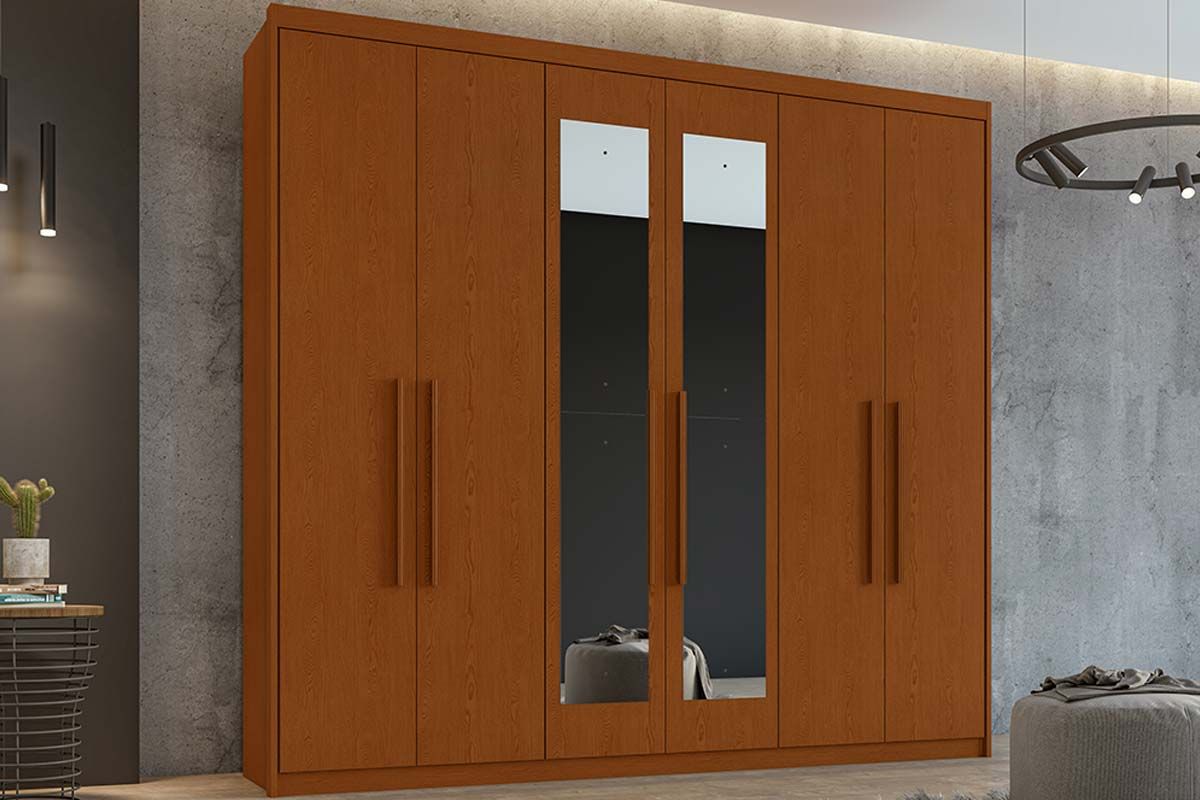 Guarda Roupa Casal 6 Portas (2 c/Espelho) e 5 Gavetas Áries Lopas Guarda Roupa Casal 6 Portas (2 c/Espelho) e 5 Gavetas Áries Lopas