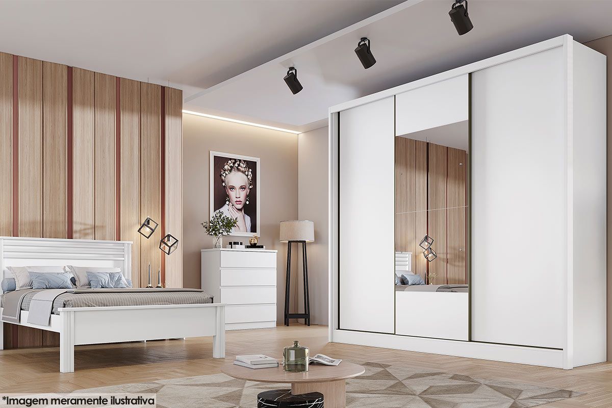 Guarda Roupa Casal 3 Portas Correr c/Esp 6Gavs Arezzo N. Horizonte