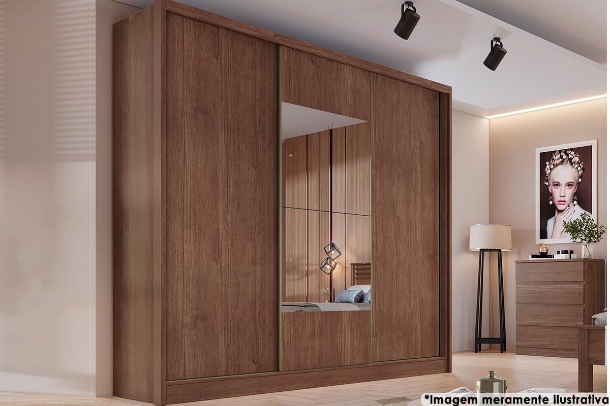 Guarda Roupa Casal 3 Portas Correr c/Esp 6Gavs Arezzo N. Horizonte