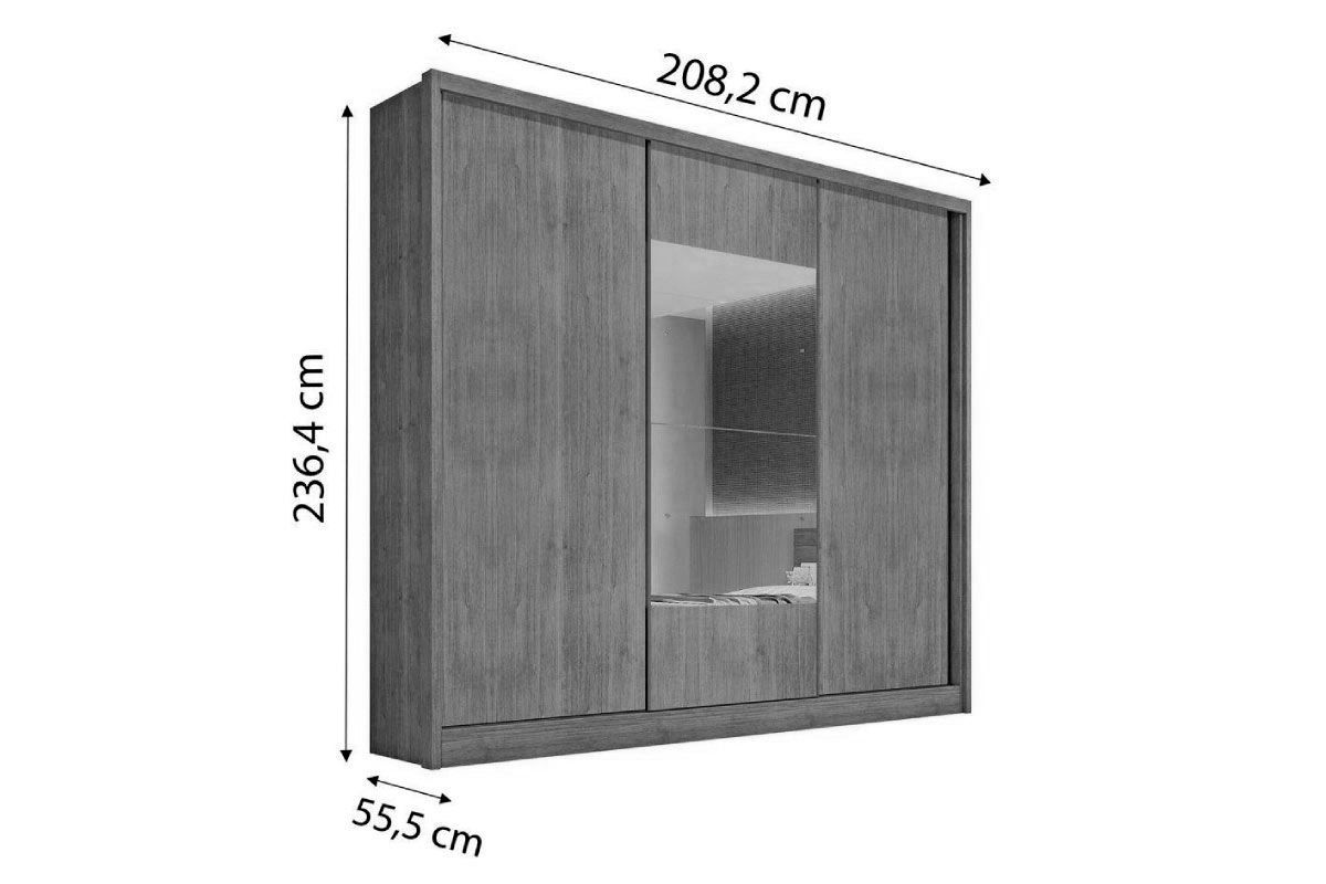 Guarda Roupa Casal 3 Portas Correr c/Esp 6Gavs Arezzo N. Horizonte
