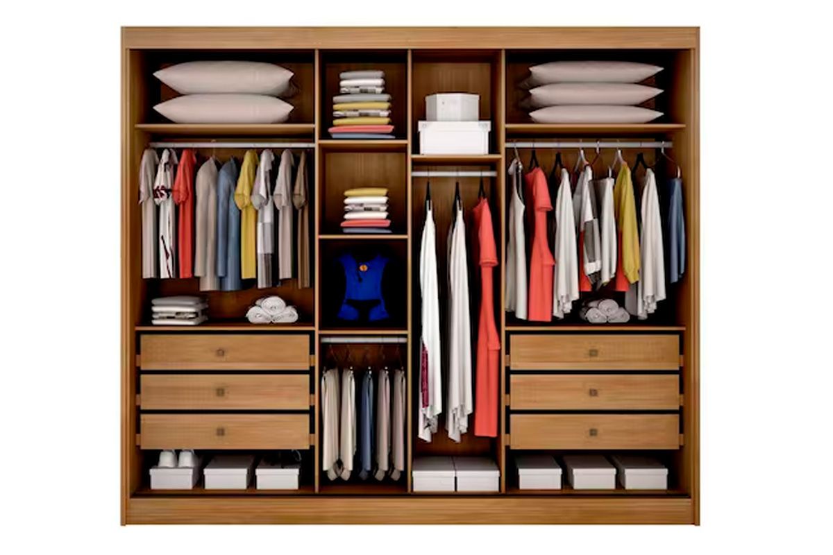 Guarda Roupa Casal 3 Portas Correr c/Esp 6Gavs Arezzo N. Horizonte