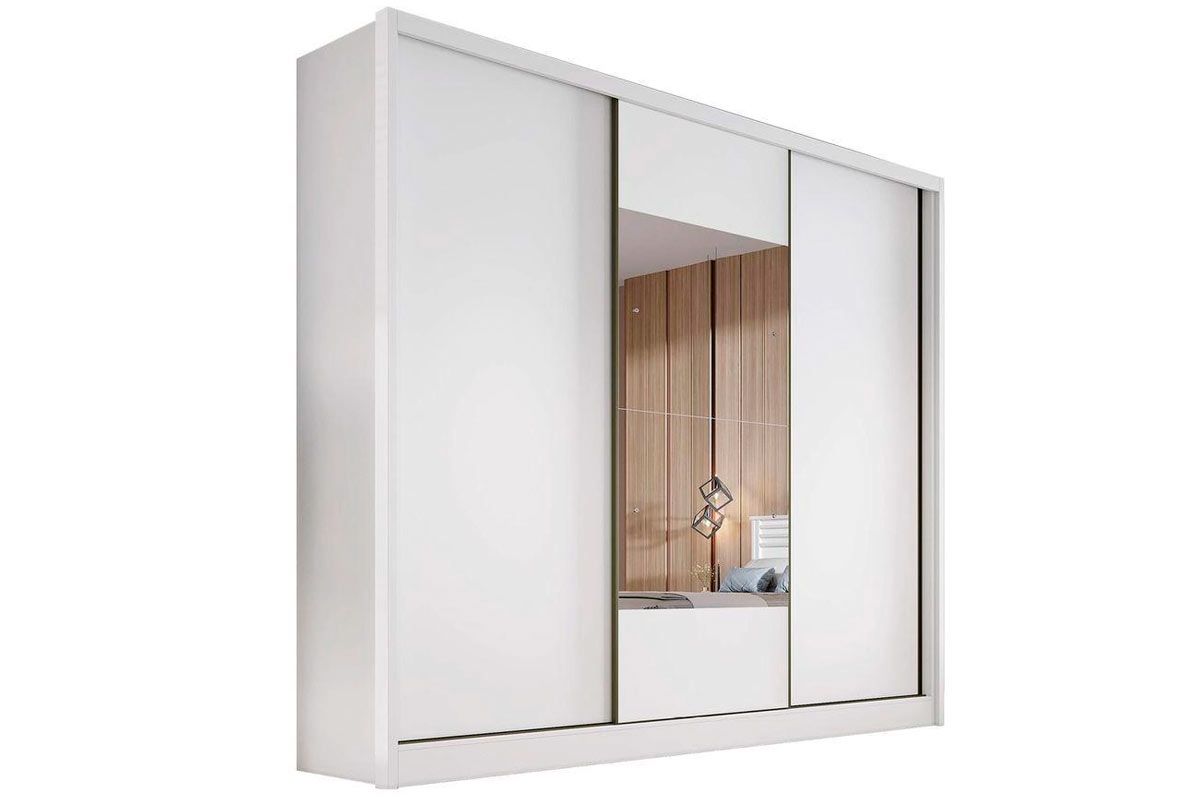 Guarda Roupa Casal 3 Portas Correr c/Espelho 8Gavs Arezzo/Medelim N. HorizonteNeve
