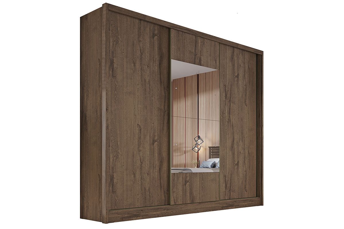 Guarda Roupa Casal 3 Portas Correr c/Espelho 8Gavs Arezzo/Medelim N. Horizonte