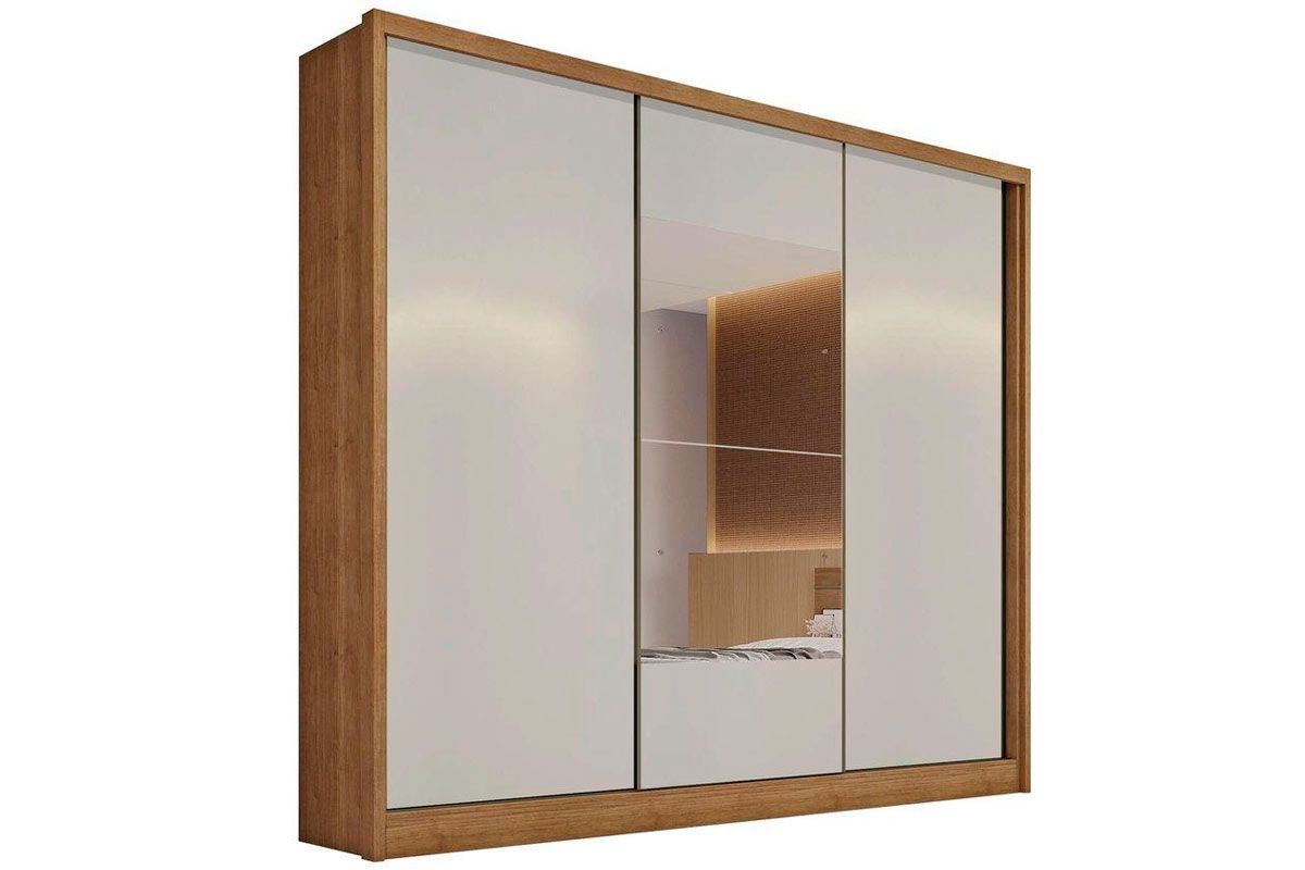Guarda Roupa Casal 3 Portas Correr c/Espelho 8Gavs Arezzo/Medelim N. HorizonteCumaruFendi 25