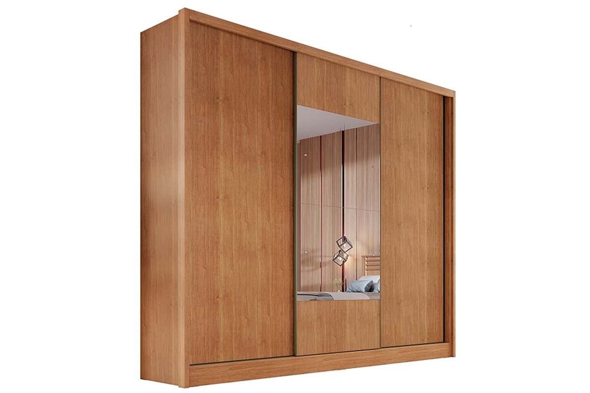 Guarda Roupa Casal 3 Portas Correr c/Espelho 8Gavs Arezzo/Medelim N. HorizonteCumaru