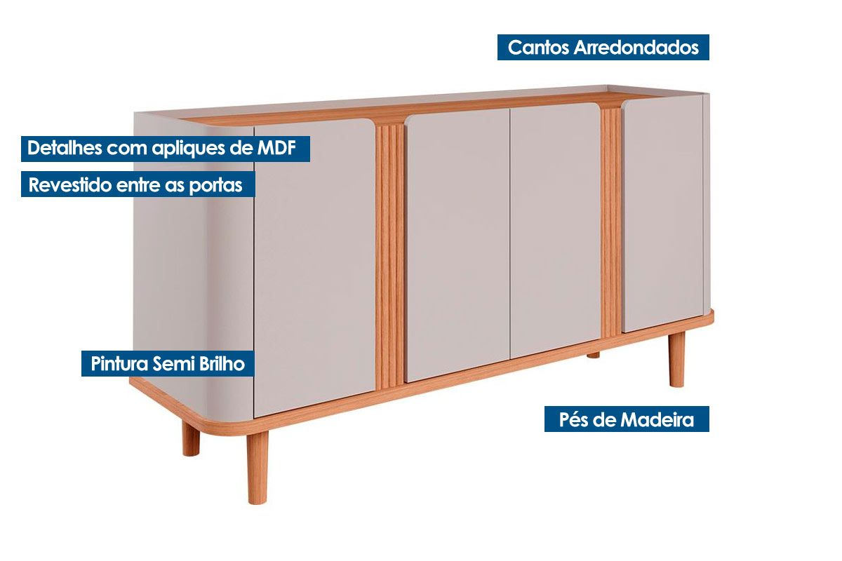 Buffet de Sala Jantar Eva c/4 Portas Cimol Buffet de Sala Jantar Eva c/4 Portas Cimol