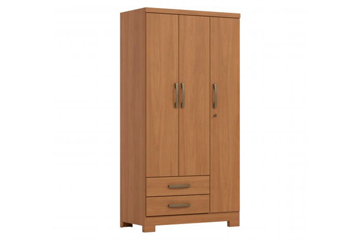 Guarda Roupa Solteiro 3 Portas e 2 Gavetas c/Pés Açaí DA133 HennCinamomo Guarda Roupa Solteiro 3 Portas e 2 Gavetas c/Pés Açaí DA133 HennCinamomo