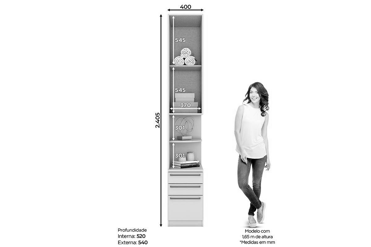 Modulado de Quarto Armário Mesa de Cabeceira Seletto MC02 Henn