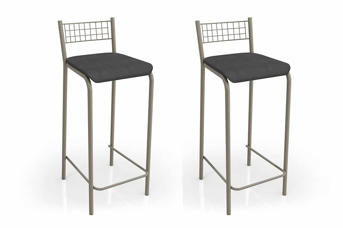 Banqueta Sala de Jantar Gênova 2B705NK Aço Kit 2 Un Kappesberg