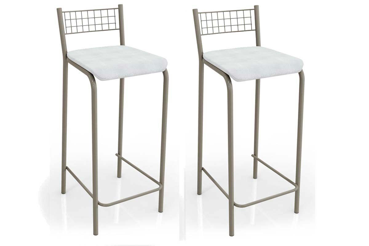 Banqueta Sala de Jantar Gênova 2B705NK Aço Kit 2 Un KappesbergNiquel/Corano Branco