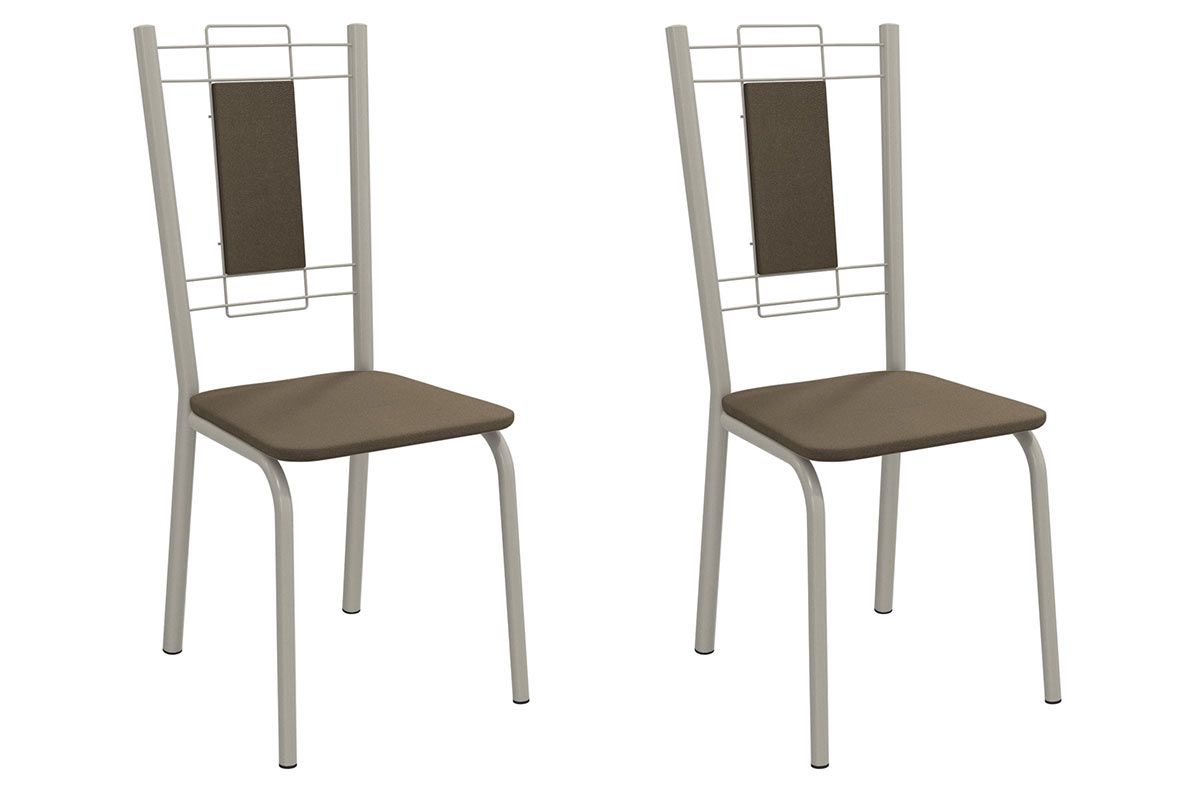 Cadeira Jantar Florença 2C005NK Aço Kit 2Un KappesbergNiquel/Suede Cappuccino Cadeira Jantar Florença 2C005NK Aço Kit 2Un KappesbergNiquel/Suede Cappuccino