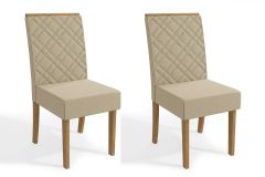 Cadeira Jantar Gardênia 2CAD149 Madeirado Kit 2 Un Kappesberg - Canela/Linho Bege Argila
