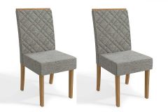 Cadeira Jantar Gardênia 2CAD149 Madeirado Kit 2 Un Kappesberg - Canela/Linho Cinza