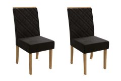 Cadeira Jantar Gardênia 2CAD149 Madeirado Kit 2 Un Kappesberg - Canela/Suede Preto