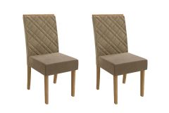 Cadeira Jantar Gardênia 2CAD149 Madeirado Kit 2 Un Kappesberg - Canela/Suede Bege